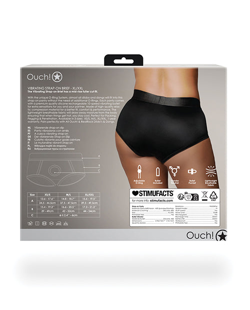 Shots Ouch Vibrating Strap On Brief - Black