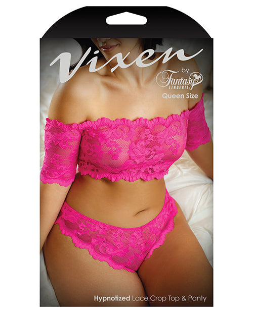 Vixen Hypnotized Lace Crop & Panty Ultra Pink QN