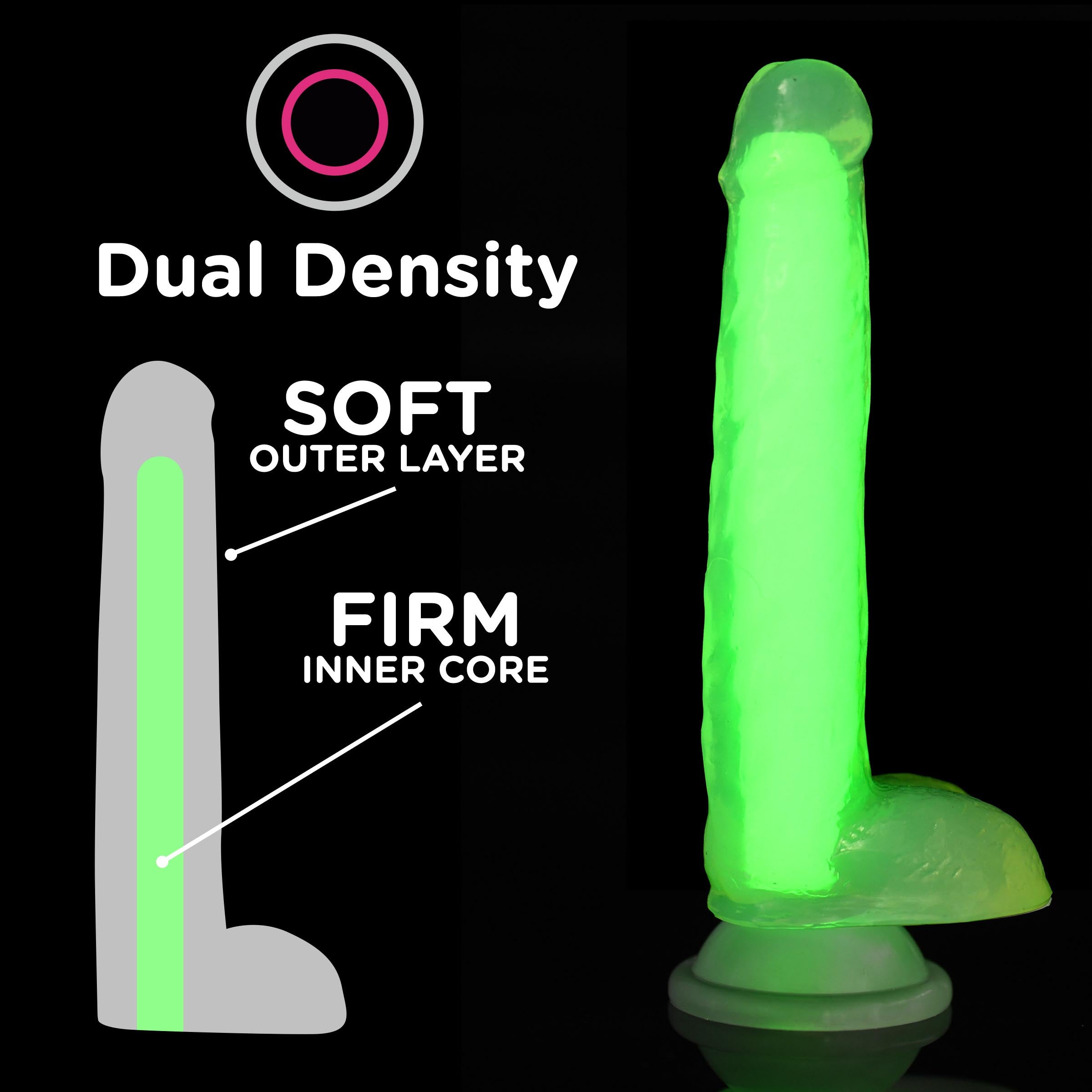 7 Inch Glow-in-the-dark Silicone Dildo With Balls