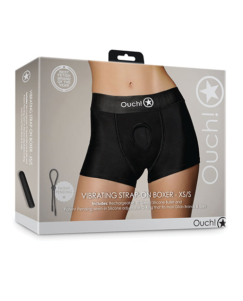 Shots Ouch Vibrating Strap On Boxer - Black