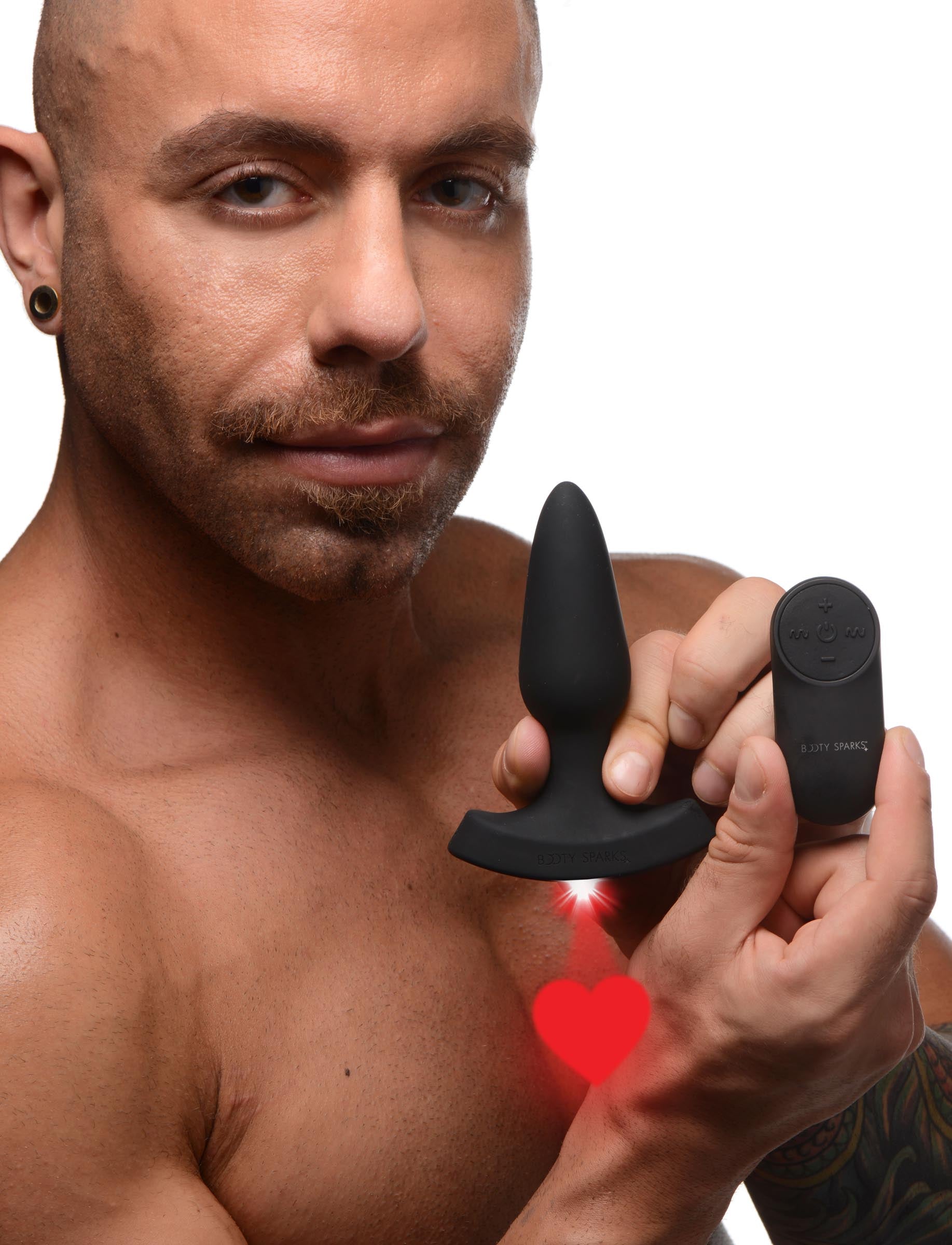 28x Laser Heart Silicone Anal Plug With Remote &ndash