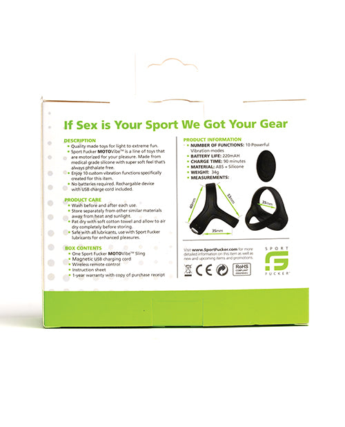 NO ETA Sport Fucker Motovibe Sling Cockring w/Remote - Black