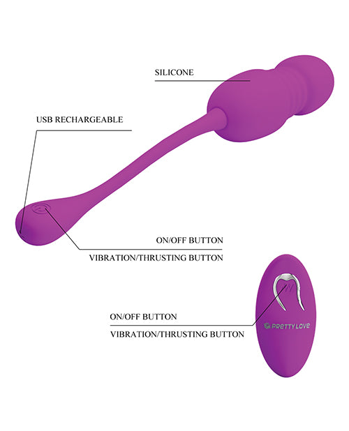 Pretty Love Callieri Remote Thrusting & Vibrating Egg - Fuchsia