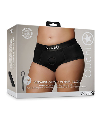 Shots Ouch Vibrating Strap On Brief - Black