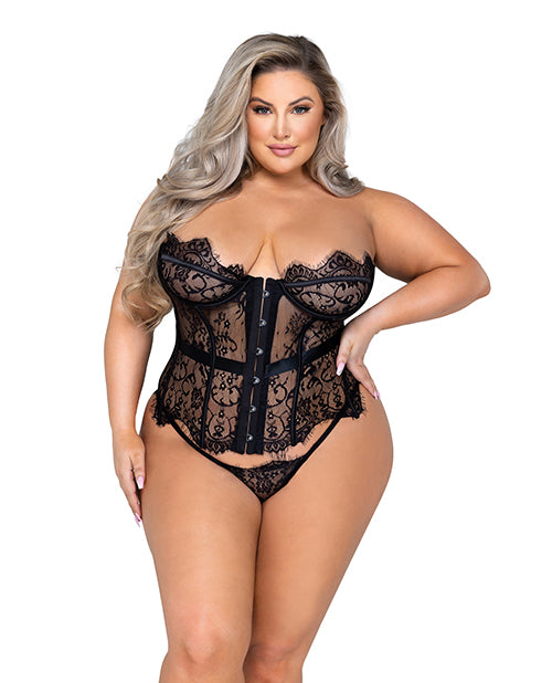 Fantasy Scalloped Eyelash Lace Bustier &amp; Thong