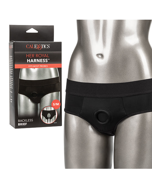 Her Royal Harness Backless Brief - Black