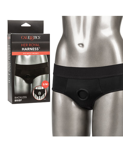 Her Royal Harness Backless Brief - Black