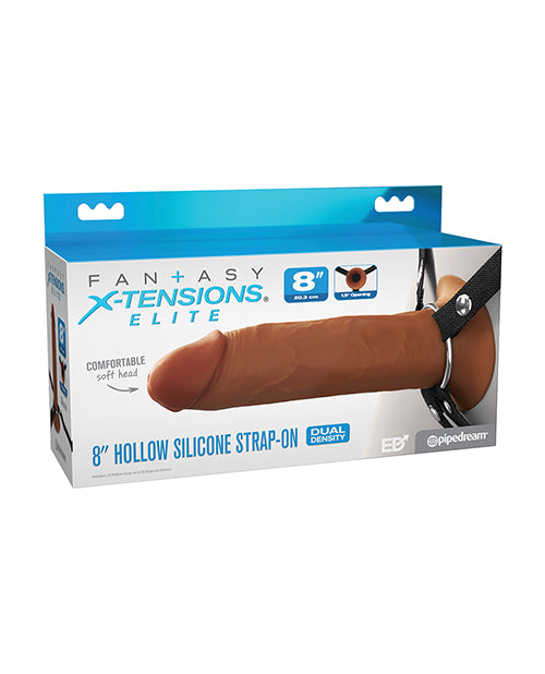 Fantasy X-Tensions Elite 8&quot; Silicone Hollow Strap-on w/Harness - Brown