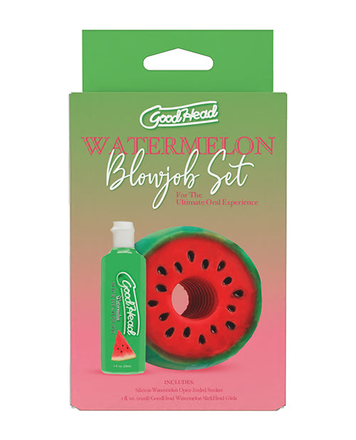GoodHead Watermelon Blowjob Set Includes Stroker &amp; Slick Head Glide - 1 oz Bottle Watermelon