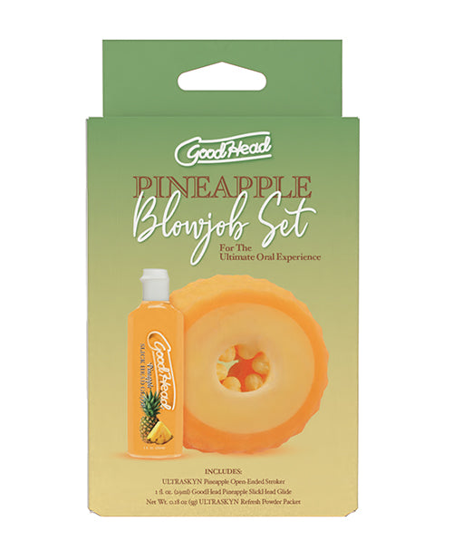 GoodHead Pineapple Blowjob Set Includes Stroker &amp; Slick Head Glide - 1 oz Bottle Pineapple