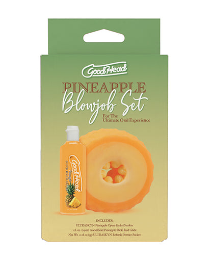 GoodHead Pineapple Blowjob Set Includes Stroker &amp; Slick Head Glide - 1 oz Bottle Pineapple