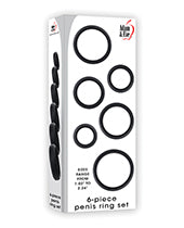 Adam &amp; Eve 6 pc Silicone Penis Ring Set - Black