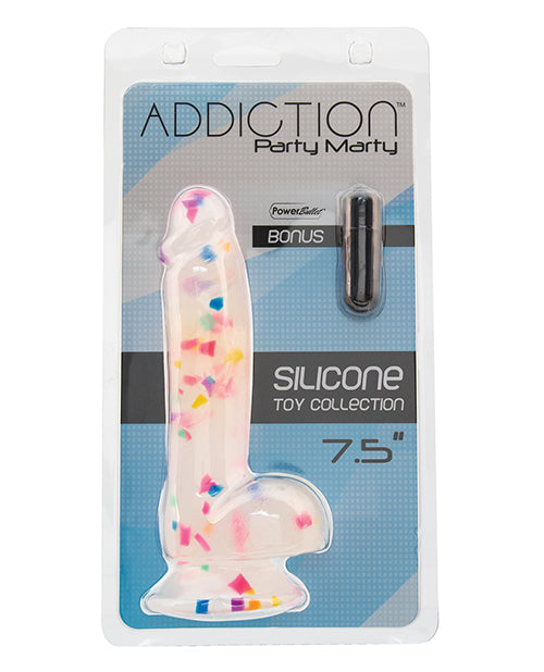Addiction Party Marty 7.5&quot; Dildo - Frost/Confetti