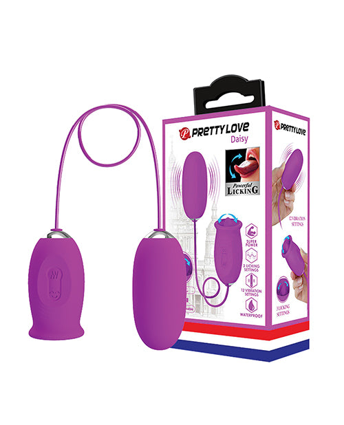 Pretty Love Daisy Silicone Licker &amp; Vibrating Egg - Fuchsia