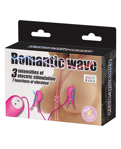 Pretty Love Romantic Wave Electro Shock Vibrating Nipple Clamps - Rose