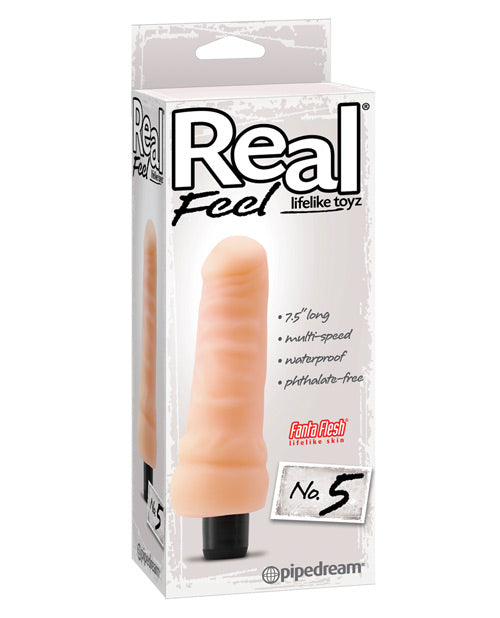 Real Feel No. 5 Long 7.5&quot; Vibe Waterproof - Mutli-speed Flesh
