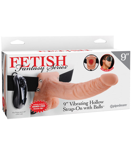 Fetish Fantasy Series 9&quot; Vibrating Hollow Strap On w/Balls - Flesh