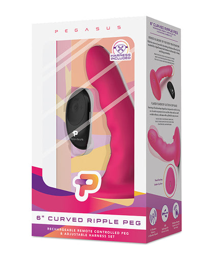 Pegasus 6&quot; Rechargeable Ripple Peg w/Adjustable Harness &amp; Remote - Pink