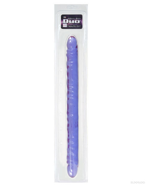 17&quot; Slim Jim Duo Veined Super Slim Dong - Reflective Gel Purple