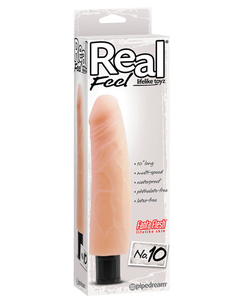 Real Feel No. 10 Long 10" Vibe Waterproof - Mutli-speed Flesh