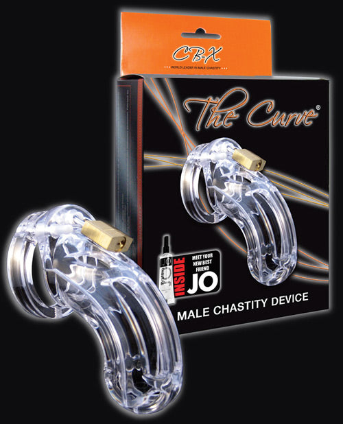The Curve 3 3/4&quot; Curved Cock Cage &amp; Lock Set - Clear