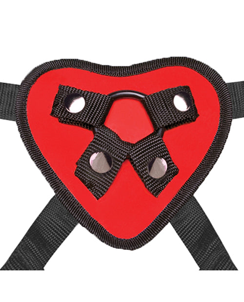 Lux Fetish 5&quot; Dildo w/Red Heart Strap On Harness Set