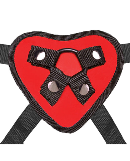 Lux Fetish 5&quot; Dildo w/Red Heart Strap On Harness Set