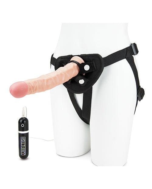 Lux Fetish 8.5&quot; Realistic Vibrating Dildo w/Strap On Harness Set
