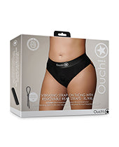 Shots Ouch Vibrating Strap On Thong W/removable Rear Straps - Black