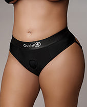 Shots Ouch Vibrating Strap On Thong W/removable Rear Straps - Black