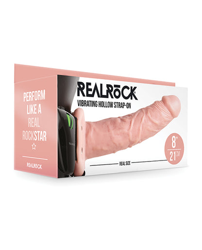 Shots Realrock 8&quot; Vibrating Hollow Strap On W/o Balls
