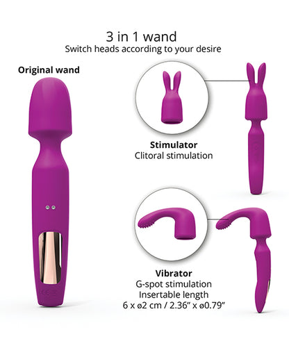 Love to Love R-Evolution Rotating Wand w/Two Attachments - Sweet Orchid