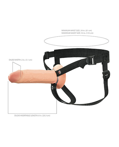 Fantasy X-Tensions Elite 8&quot; Silicone Hollow Strap-on w/Harness - Light