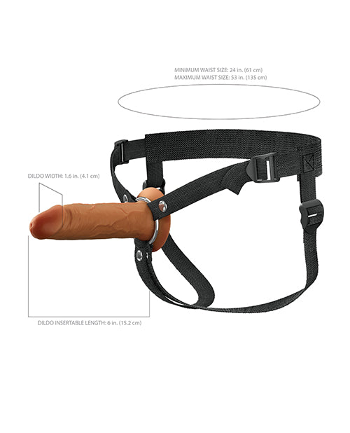 Fantasy X-tensions Elite 6&quot; Silicone Hollow Strap-on w/Harness - Brown