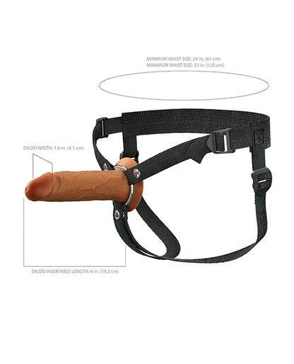 Fantasy X-tensions Elite 6&quot; Silicone Hollow Strap-on w/Harness - Brown