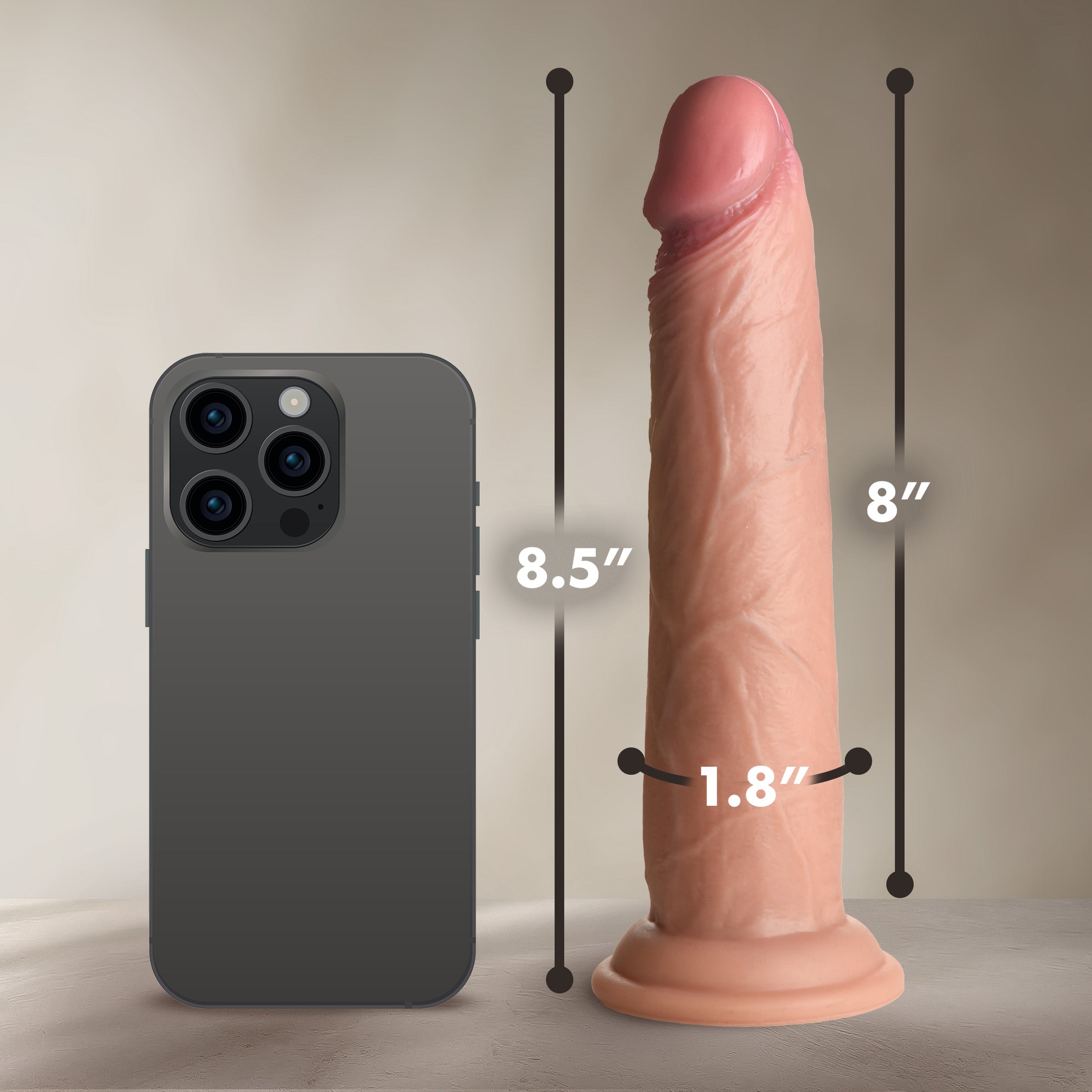 Real Skin Silicone Dildo - 8.5&quot;