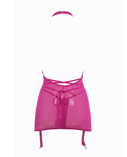 Allure Savannah Sheer Mesh Garter Dress &amp; Open Thong
