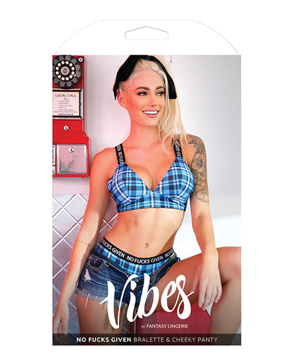 Vibes No Fuck Given Bralette &amp; Cheeky Panty Monday Blue