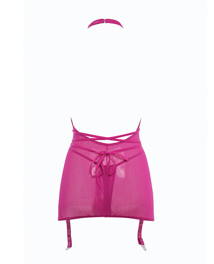 Allure Savannah Sheer Mesh Garter Dress &amp; Open Thong