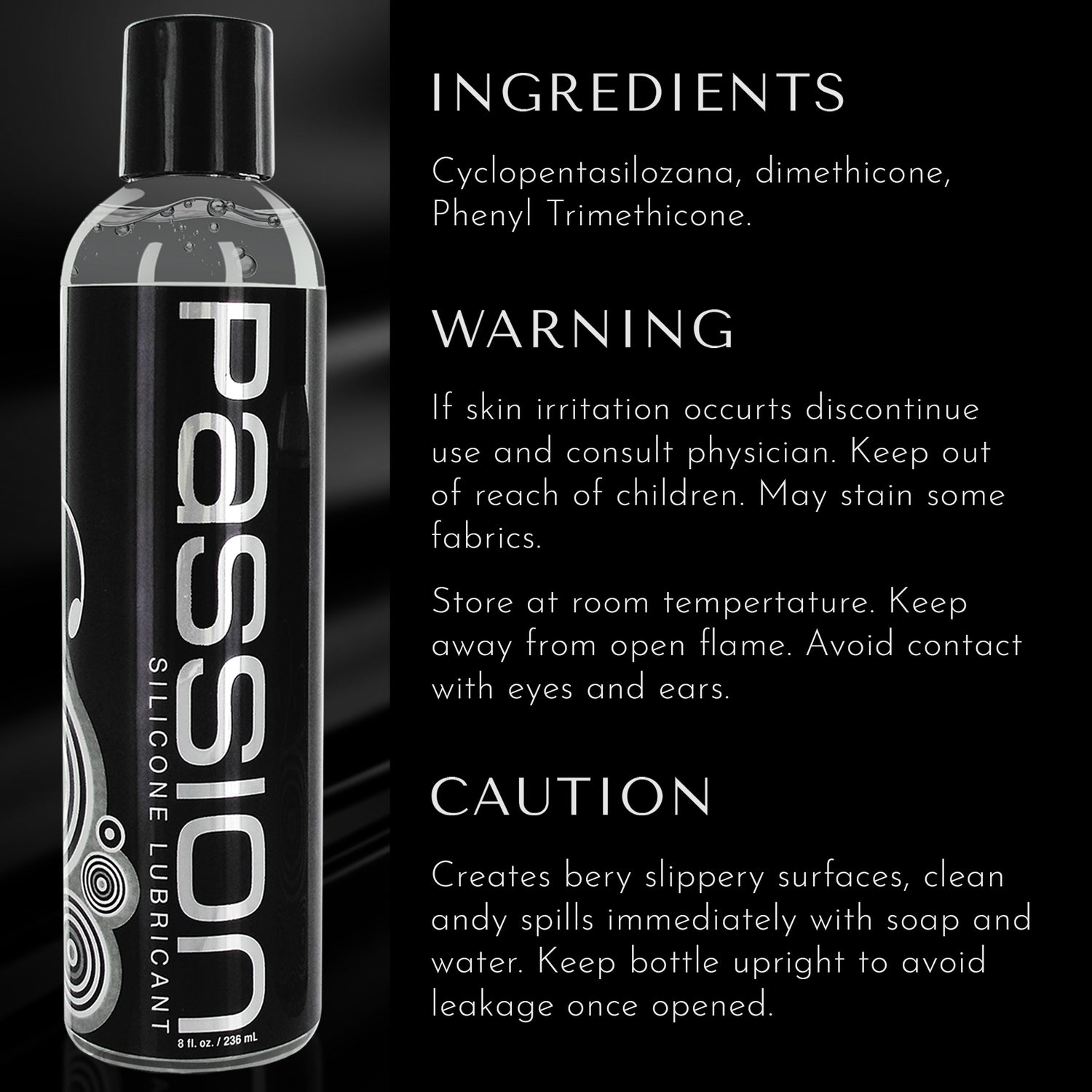 Passion Premium Silicone Lubricant - Oz