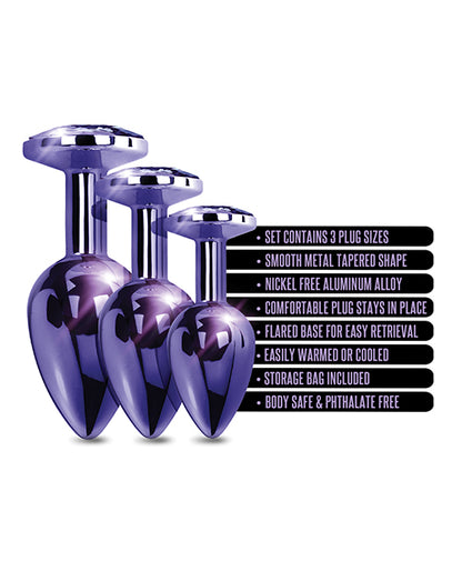 Nixie Metal Butt Plug Trainer Set W/inlaid Jewel