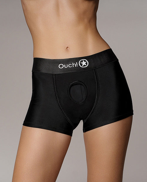 Shots Ouch Vibrating Strap On Boxer - Black