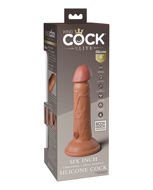 King Cock Elite 6&quot; Dual Density Vibrating Silicone Cock