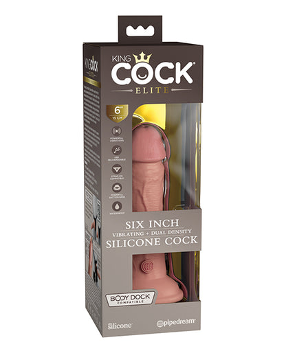 King Cock Elite 6&quot; Dual Density Vibrating Silicone Cock