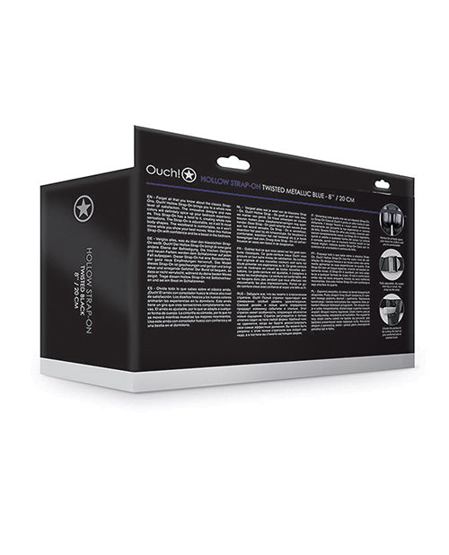 Shots Ouch 8&quot; Ribbed Hollow Strap On W/balls