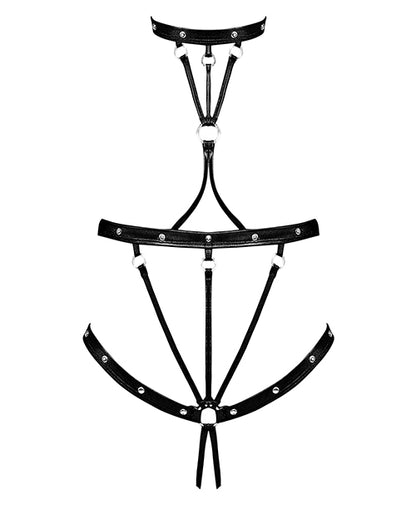 Lust Seducer Strappy Cupless &amp; Crotchless G-string Teddy Black