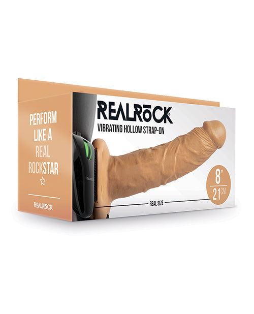Shots Realrock 8&quot; Vibrating Hollow Strap On W/o Balls