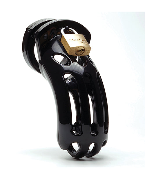 The Curve 3 3/4&quot; Curved Cock Cage &amp; Lock Set  - Black
