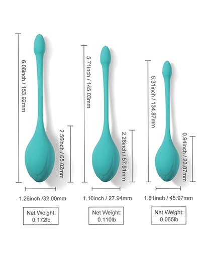 Bluebell Floral 3 Size &amp; Weight Kegel Ball Exercise Set - Blue