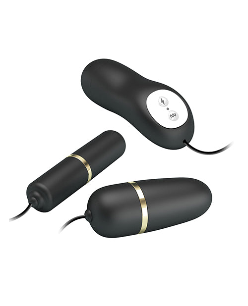 Pretty Love Double Vibro Bullets w/Electrostim - Black